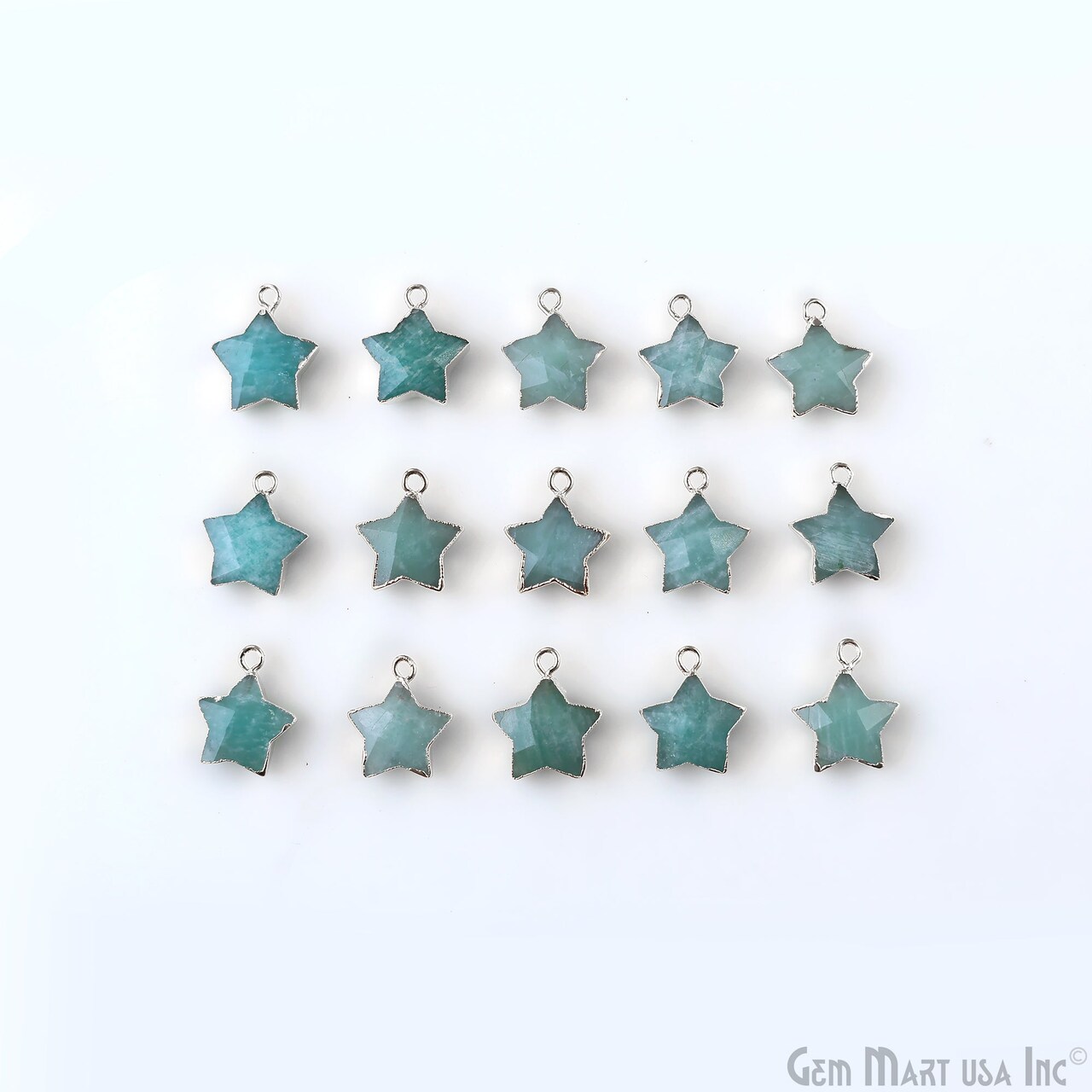 Star Gemstone Connector, Silver Electroplated Natural Gem, Single Bail DIY Jewelry Pendant, 16X14mm, GemMartUSA (50045)